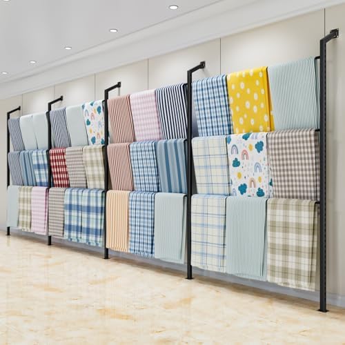 Adjustable Commercial Metal Display Rack with Wall-Mounted Hanging Rod for Retail and Home Organization - Maximize Space, Stylish Storage Solution