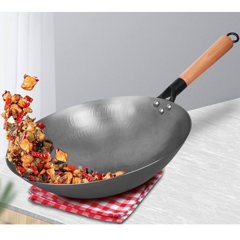 Wok de hierro sin recubrimiento artesanal para cocina miniatura 4