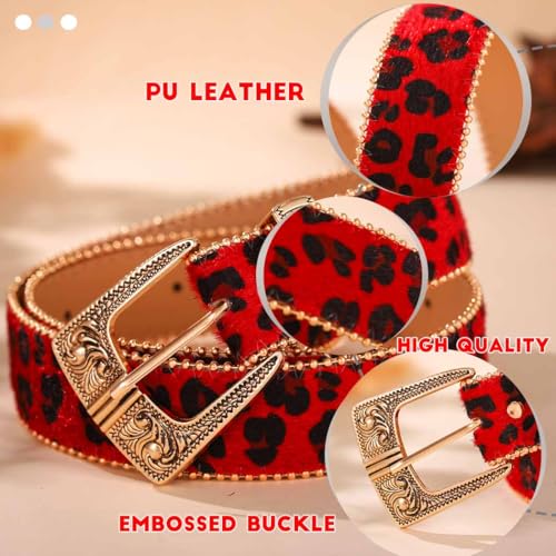 Leopard Western Belt for Women Cowgirl Cowboy Belt with Gold Buckle Fashion Ladies Leather Belt for Jeans Pants3