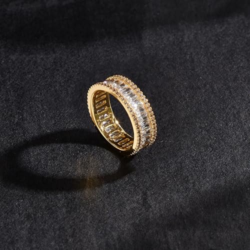 18K Yellow Gold Plated Eternity Rings for Women Cubic Zirconia Wedding Promise Engagement Band Size 5-103