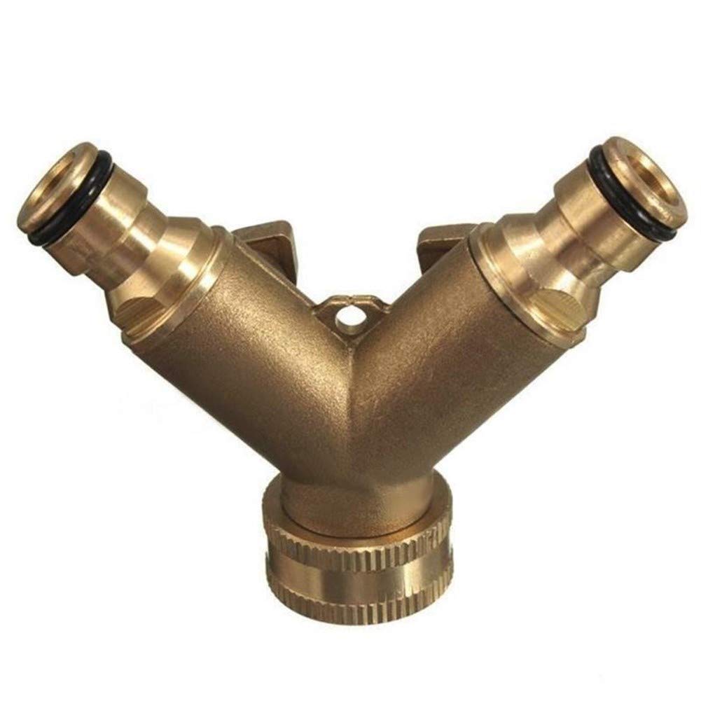 Rubinetto per Tubo dell'Acqua in Ottone Connettore rapido con attrezzo per irrigazione da Giardinaggio Splitter a 2 Vie da 3/4 di Pollice
