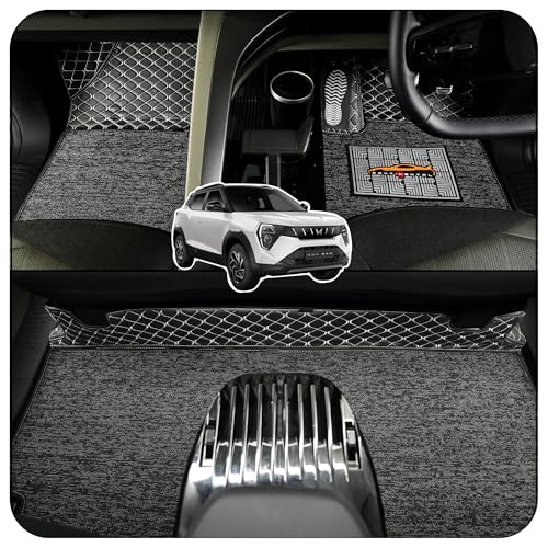 Image of CONTINENTAL [Butterfly 7D XUV 3XO Car Mats] Luxury 7D Car Floor Mats for Mahindra XUV 3XO (Model 2024-2026) || Scratchproof & Waterproof XUV 3XO 7D Car Mats || Color - Black & Silver
