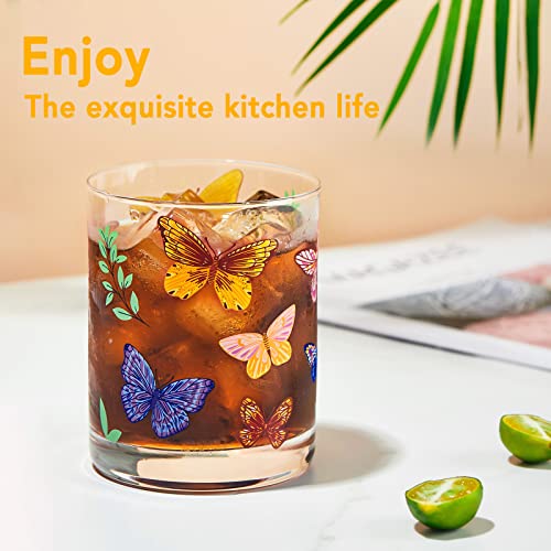 Floral Double Old Fashioned Glass Set Of 6 (Dof) Drinking Glasses 13.5Oz Made From Premium Borosilicate Lowball Glass Whiskey Tumbler, For Daily Use,Whiskey,Juice,Cocktails,Beer&Mixed Drinkware… #TOP3