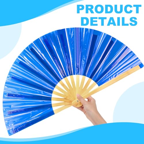 Image of Maitys Large Rave Fan Folding Handheld Fans 13'' Clap Fans for Line Dancing Clack Fan Holographic Festival Accessory for Martial Art Gift Performance, Includes 2 Pouch