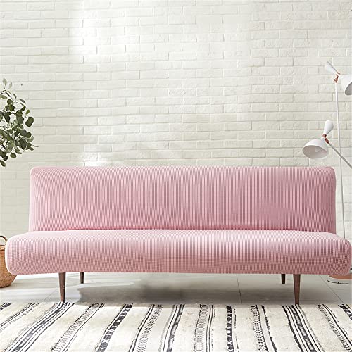Hiseng Funda para Sofá Cama sin Brazos Clic Clac Elastica Funda Protectora para Sofá Plegable sin Reposabrazos 2-3 Plazas Escudo De Sofá Cama Completo Elástico (L:180-200cm,Rosado)