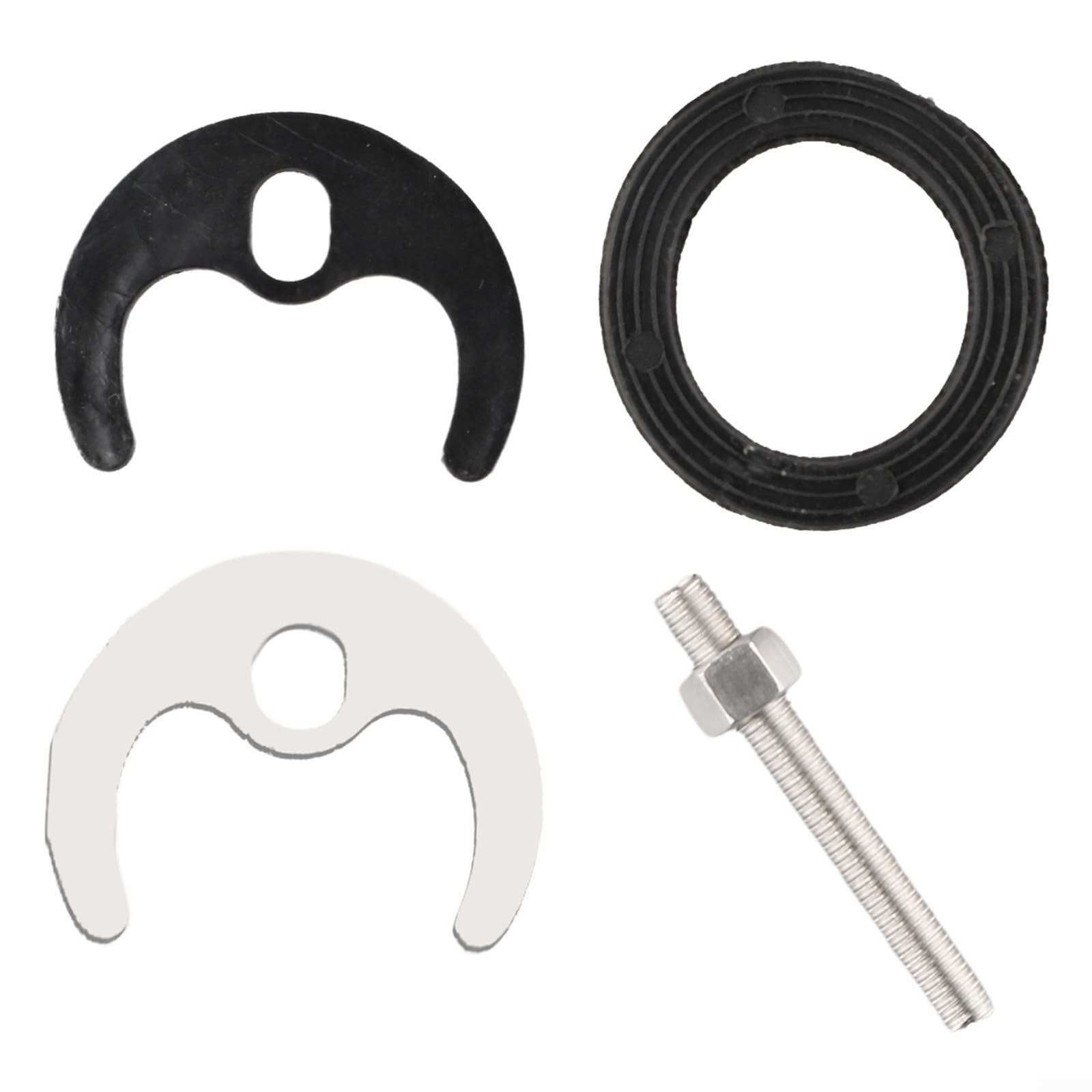 Niceminiwall Kit de reparación de grifo de fregadero de cocina, juego de montaje monobloque de 4 piezas con perno de 60 mm, junta de acero, arandela de goma para grifo de lavabo, piezas de reparación