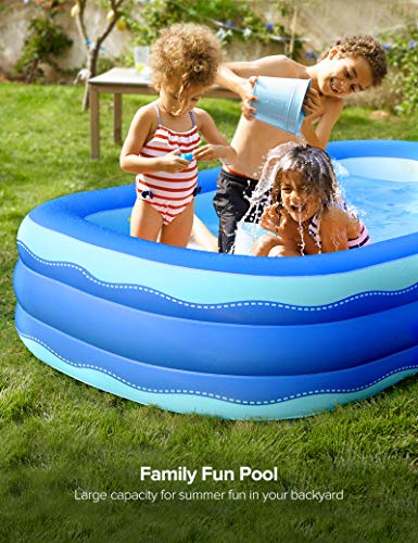 Inflatable Pool for Adults, Swimming Pool for Family - 92 x 56 x 20 inches Large Size Rectangular Deep Blow up Pool, Inflatable Swimming Pool for Patio, Backyard, Outdoor Ground