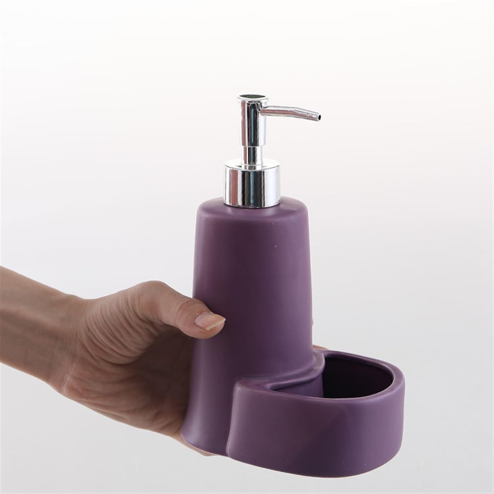 Dozownik płynu Pompa mydła z uchwytem na kulkę do kąpieliUchwyt na gąbkę Ceramiczny dozownik mydła do mydła ręcznego, mydła, balsamu (380 ml) Dozownik mydła w płynie do kuchni (kolor: A)