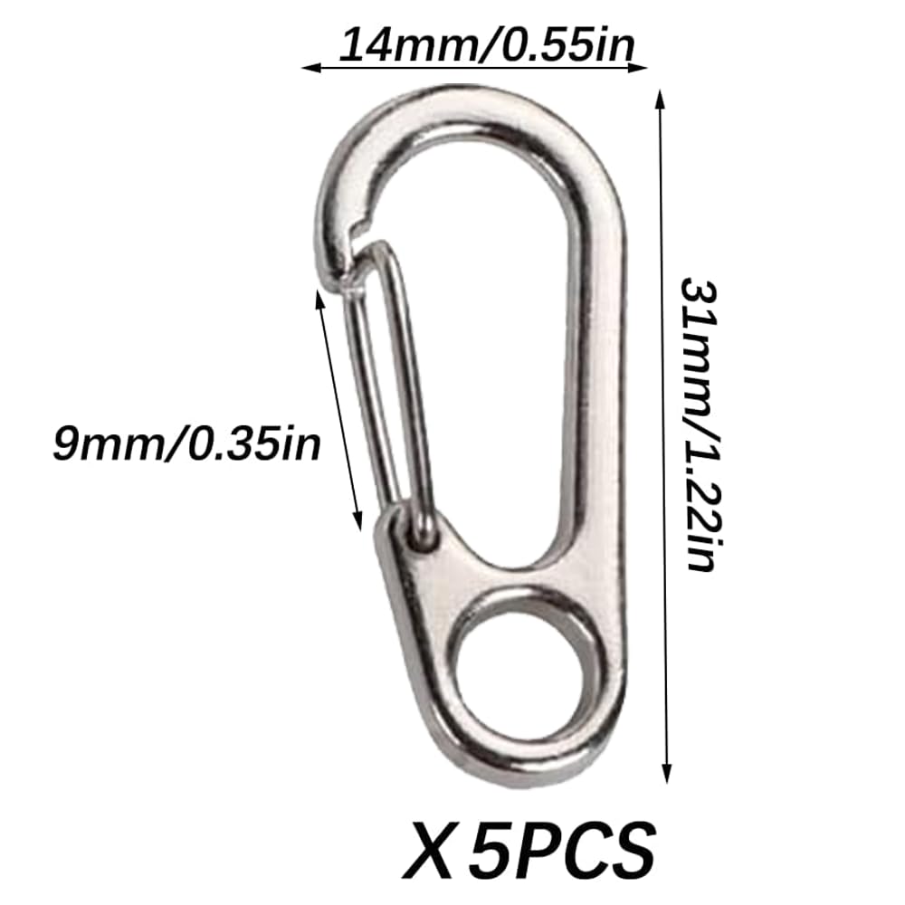 5 Mini Moschettoni In Lega Di Zinco - Argentati, Per Zaini, Portachiavi E Attività Outdoor - Foto 8