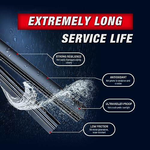 Image of 26 inch+26 inch Windshield Wiper Blades Fit for Ford Fusion 2020 2019 2018 2017 2016 2015 2014 2013 Audi Q7 03 /06-08 /15 Original Equipment Replacment Wiper Blades Set(Pack of 2) Pinch Tab