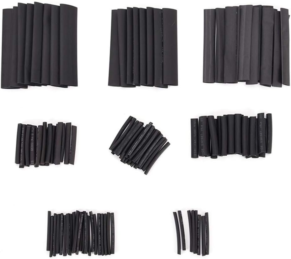 127Pcs Heat Shrink Tubing Kit 12 Sizes Black Electric Insulation Heat Shrink Wrap Cable Sleeve Shrink Ratio 2: 1