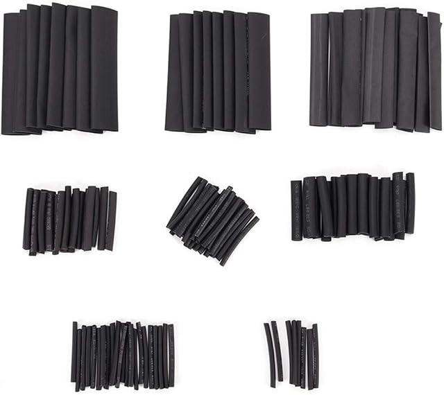 127Pcs Heat Shrink Tubing Kit 12 Sizes Black Electric Insulation Heat Shrink Wrap Cable Sleeve Shrink Ratio 2: 1