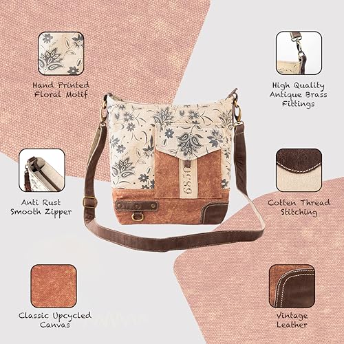 3B - Zipper Bag | Upcycled Vintage Canvas & Leather | Comes with 2 Different Straps | Multi Pockets Bag4