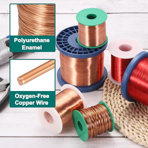 QUARKZMAN Kupferlackdraht 0.8mm, 20 AWG, isolierter bis 155°C Kupferdraht, Lackdraht für Transformatoren, Handwerk, Elektrik und DIY (453g）