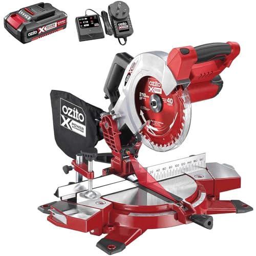 Ozito PXCMSS 18v Cordless Compound Mitre Saw 210mm 1 x 2ah Li-ion