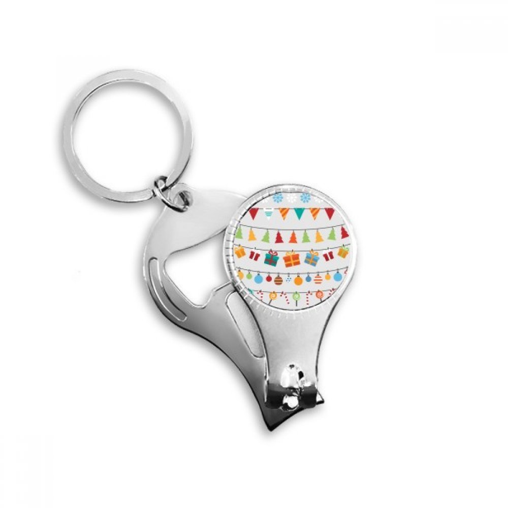 Porte-clés décapsuleur coupe-ongles Noël illustration drapeau coloré