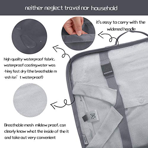 Image of Travel Organizer 7 in 1 Travel Laundry Cosmetics Luggage Packing Organizers Set Makeup Bags Organizer Packing Cubes with Shoe Bag for Travel, Nylon (Organiser Bag, Grey)