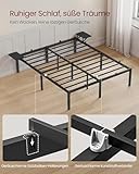 VASAGLE Bett 140 x 200 cm, Gästebett mit Aufbewahrungsregalen, Doppelbett, Bettgestell aus Metall, Bettrahmen, Metallbett, einfache Montage, klassikschwarz RMB094B01