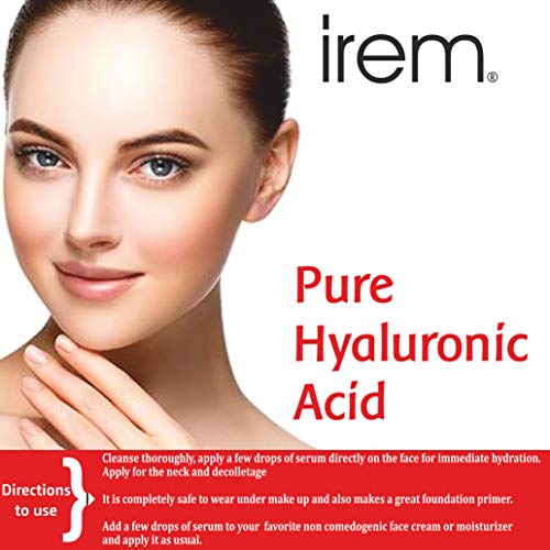 Image of Irem Pure Hyaluronic Acid Serum 50ml (1.68 fl.oz), Pure Organic HA, Anti Aging, Anti Wrinkle, The Smart Face Moisturizer for Dry Skin and Fine Lines, Leaves Skin Full and Plump