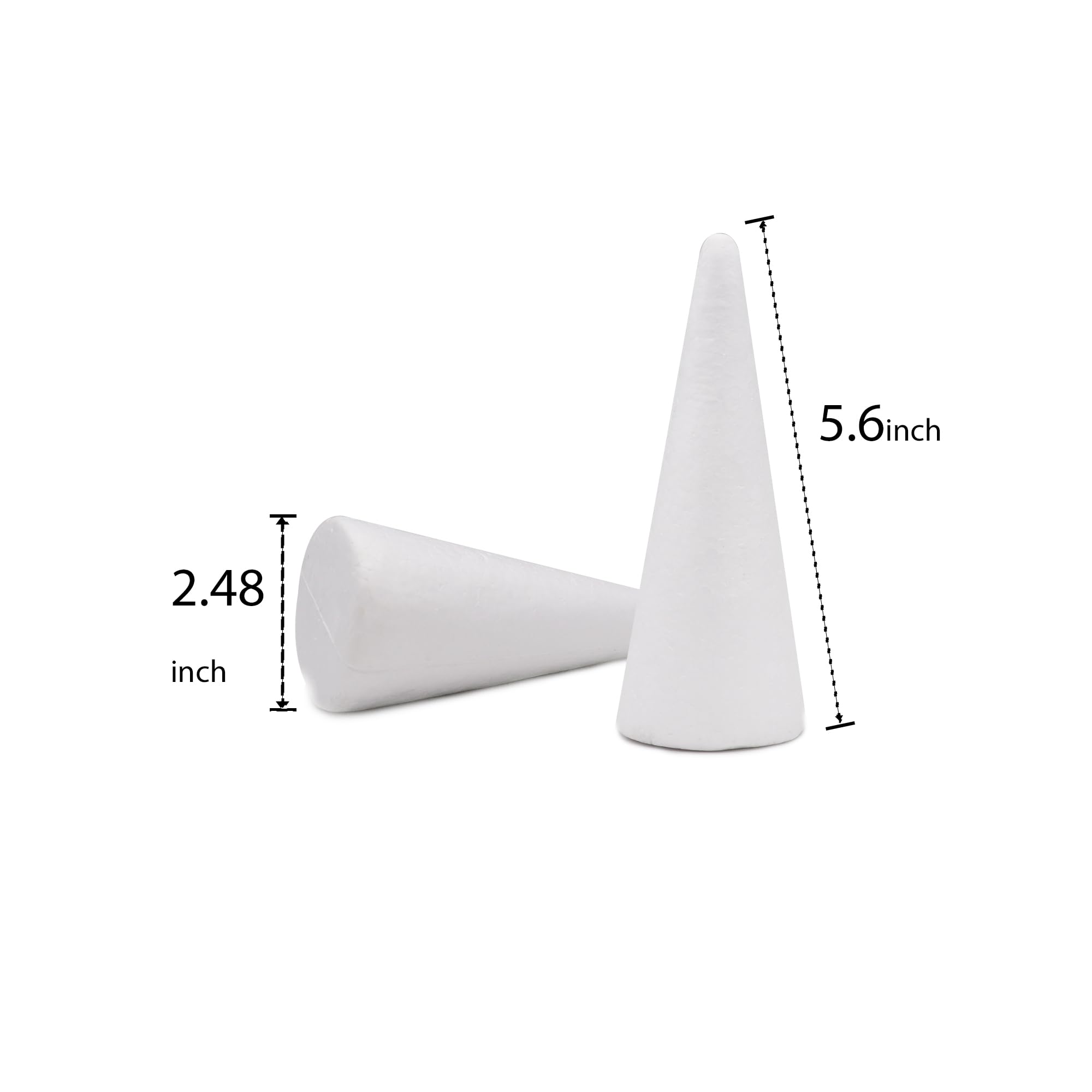 Crafare Foam Cones for Crafts Polystyrene Cone 2.3x6 Inch for Christmas Tree Project Wedding Holiday Centerpiece Arts Crafts Supplies and Floral Arrangement 10 Pack