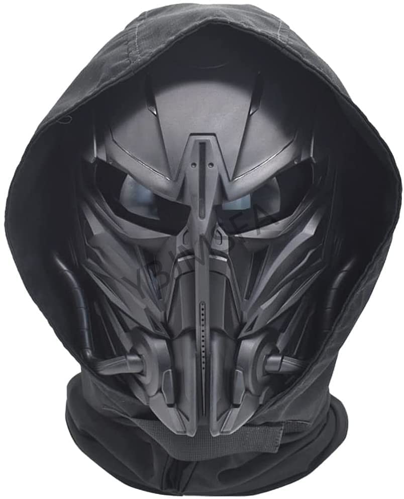 Masque Tactique Masque De Cagoule Protection Complète du Visage Lunettes Transparentes Masque De Crâne Réglable, Cosplay Costume d'halloween Tournage De Film 21x12x23cm