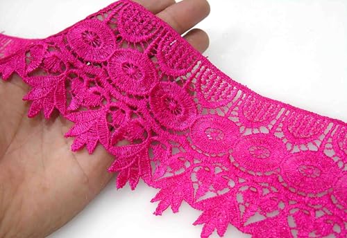 Image of Strala Red Color Laces for Dresses, Sarees, Lehenga, Suits, Bags, Decorations, Borders, Crafts and Home Decor,Blouse (3mtr) Design-801 (Pink)