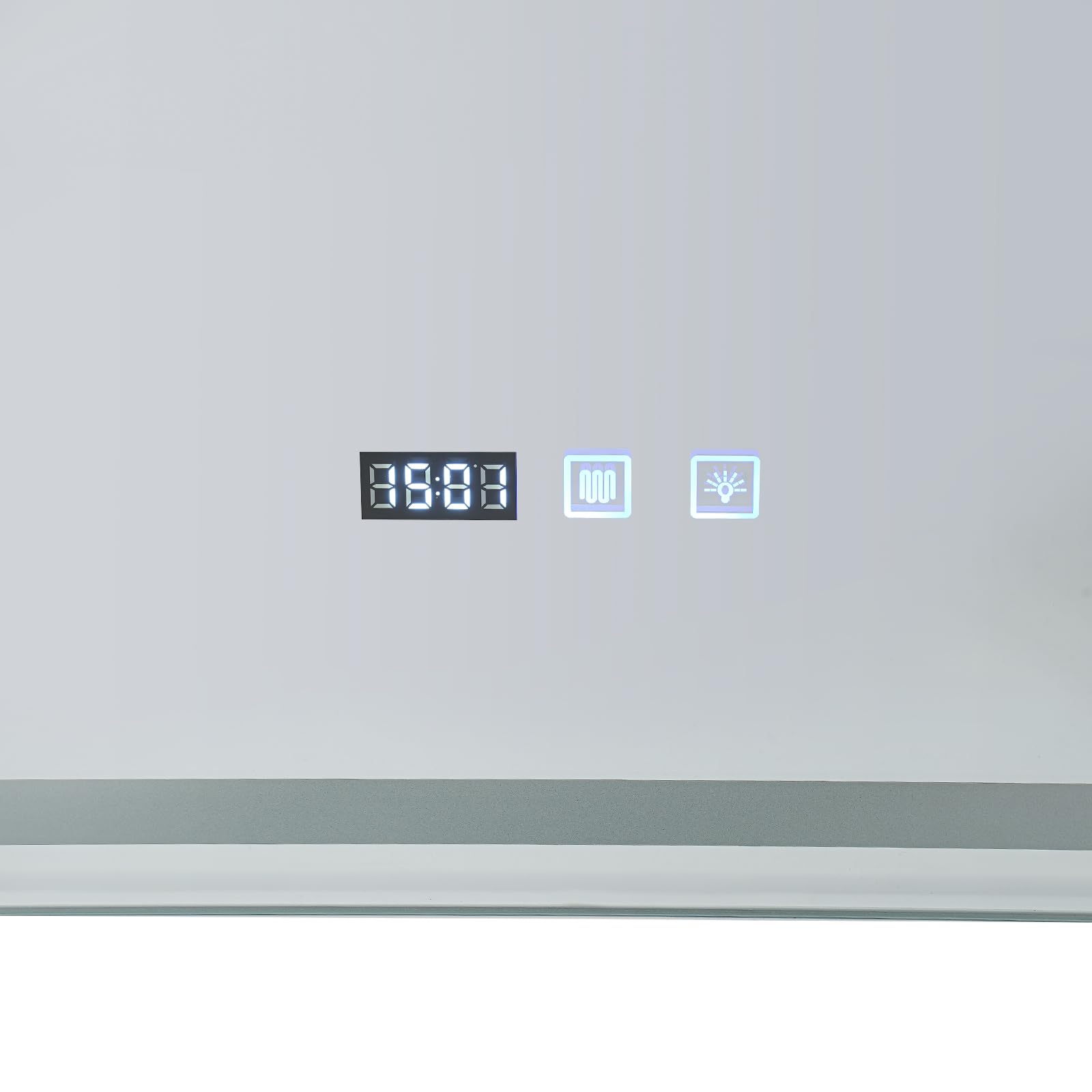 Espejo de baño LED, táctil, regulable, sin vaho, con iluminación de reloj, espejo de pared para baño, hotel, salón, uso
