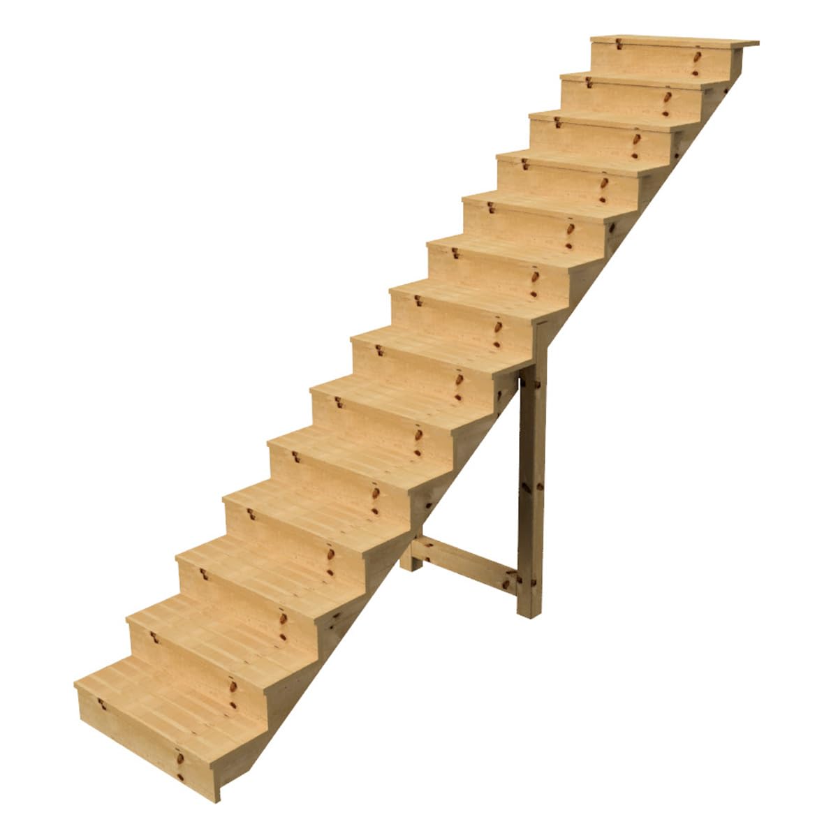 Escalera exterior h241cm - 14 peldaños de madera D29cm, B80cm CON apariencia