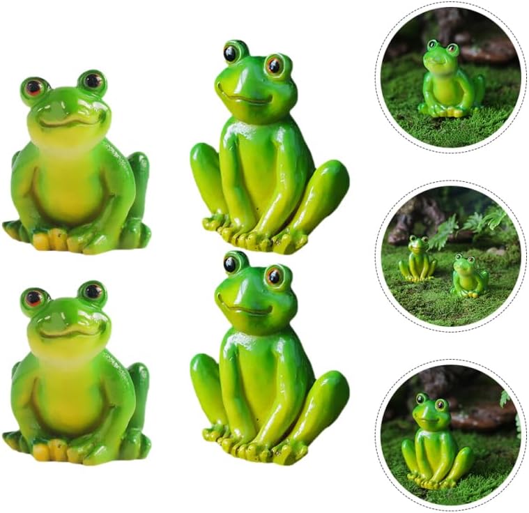 Milisten 4Pcs Simulated Frog Ornaments 1.81 Inch Miniature Resin Frog Figurines for Garden Patio Lawn Micro Landscape Decoration Outdoor Animal Statues - Image 4