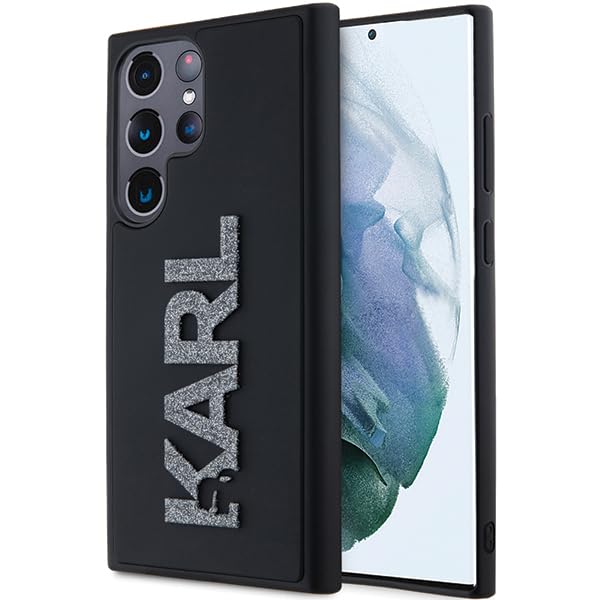 CG Mobile Karl Lagerfeld KLHCS24L3DMBKCK Coque Rigide en Caoutchouc avec Logo pailleté pour S24 Ultra S928 Noir