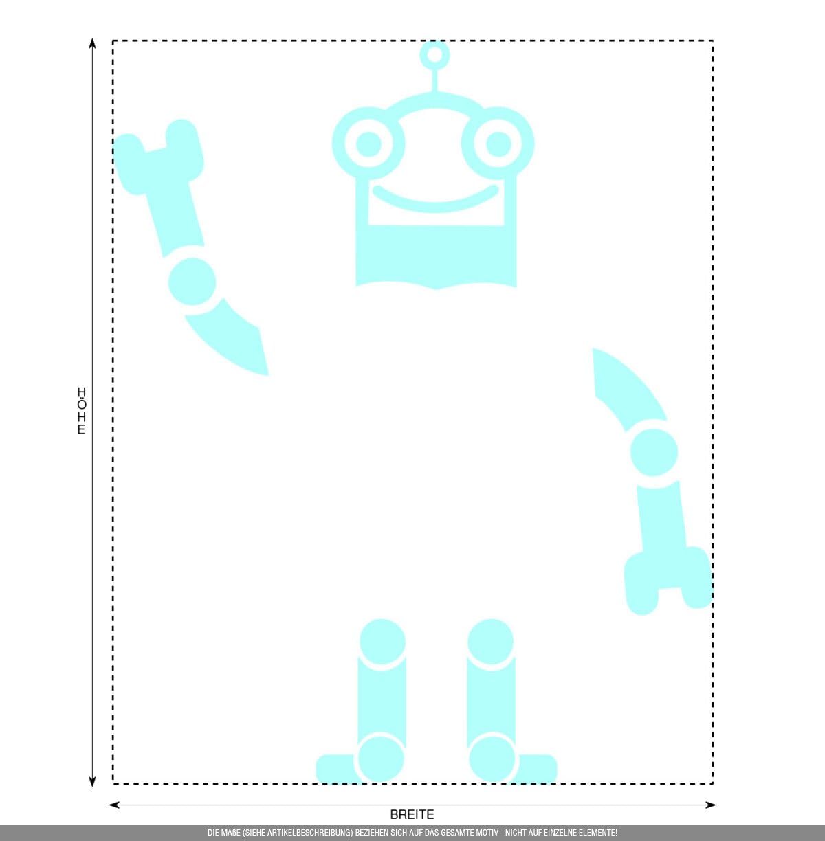 Aufkleber » Roboter, 110x88,7cm, Glasdekor Frosted Glass mint • Dekoaufkleber / Autoaufkleber / Sticker / Decal / Vinyl