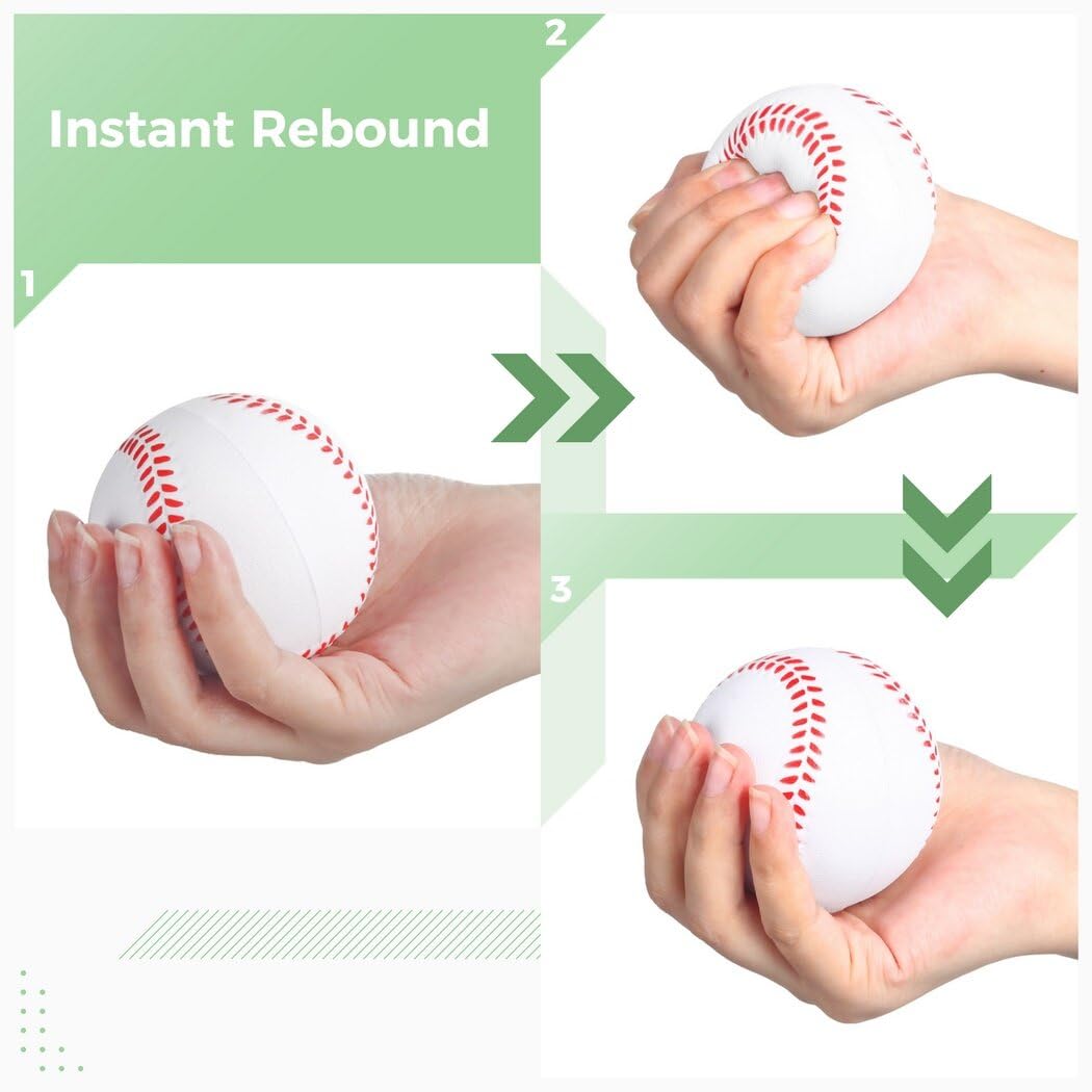 Mini palle da baseball in schiuma, confezione da 12, palline morbide antistress per adolescenti, palline da allenamento sportive da 5,6 cm per pratica di battuta e cattura, ideali per feste e