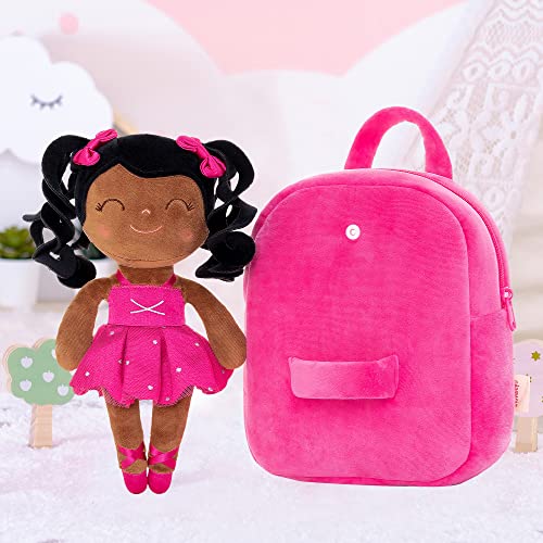 Image of Gloveleya Toddler Backpack Baby Ballerina Girl Gifts Plush Curly Hair Ballet Backpack - Rose Red 9''