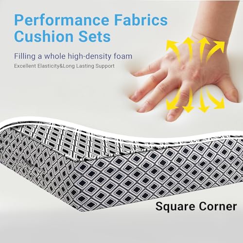 Image of IPYNBAP Outdoor Cushions for Patio Furniture,Outdoor Seat Cushion Set 24 x 24 x 4 Inch,Waterproof & Fade Resistant Outdoor Chair Cushions,Deep Patio Chair Cushion with Removable Cover,Black Geometry
