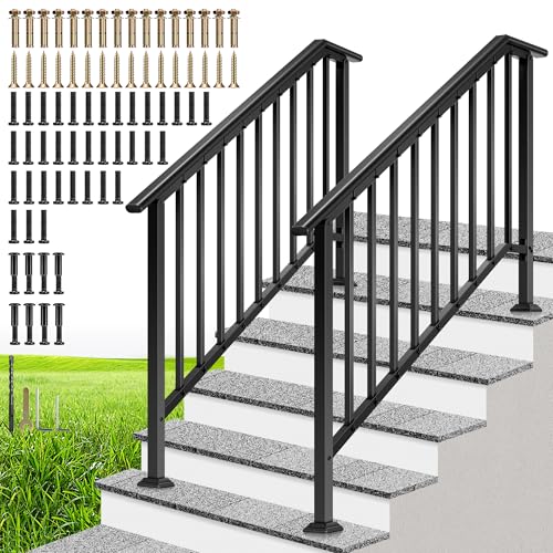VIVOHOME 2-Pack Galvanized Steel Hand Rails for Outdoor Steps –
