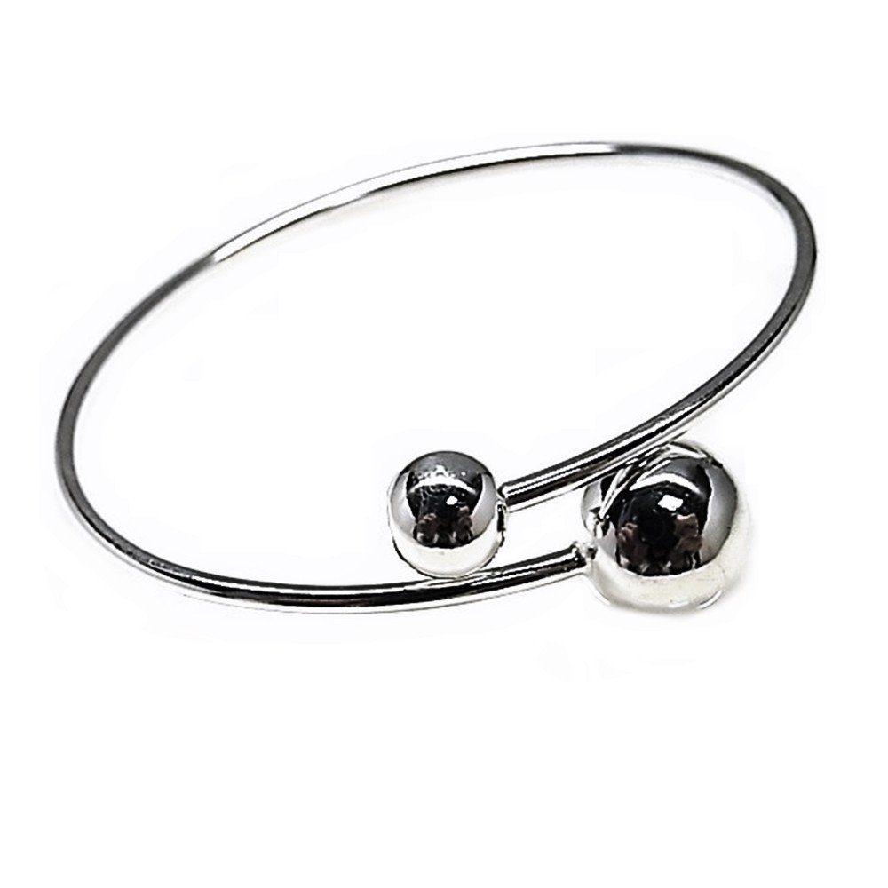 Bracciale in argento sterling 925 m con motivo a sfera a tubo rigido [AB5395]
