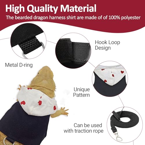 Image of Bearded Dragon Lizard Hoodie Leash Suit Reptile pet Outdoor Chest Harness Chameleon Squirrel Leash Hooded Clothes Suitable for Bearded Dragon Lizard Reptiles(White hat)