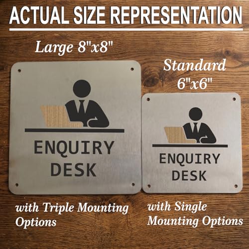 Image of Enquiry Desk Sign, 8x8 Inch, Durable Steel, Dual Mount