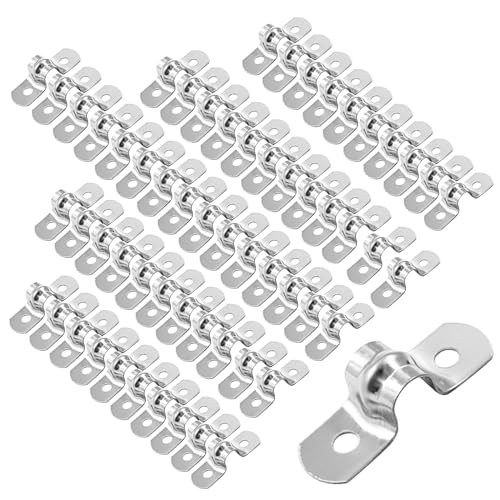 Image of Biaungdo M8 Rigid Pipe Strap, 5 /16 inch Stainless Steel, Silver, 60 Pcs | Two Hole Strap, U Bracket Pipe Clamps, Heavy Duty Conduit Clamps, Tension Tube Clip Cable Clamp Hanger