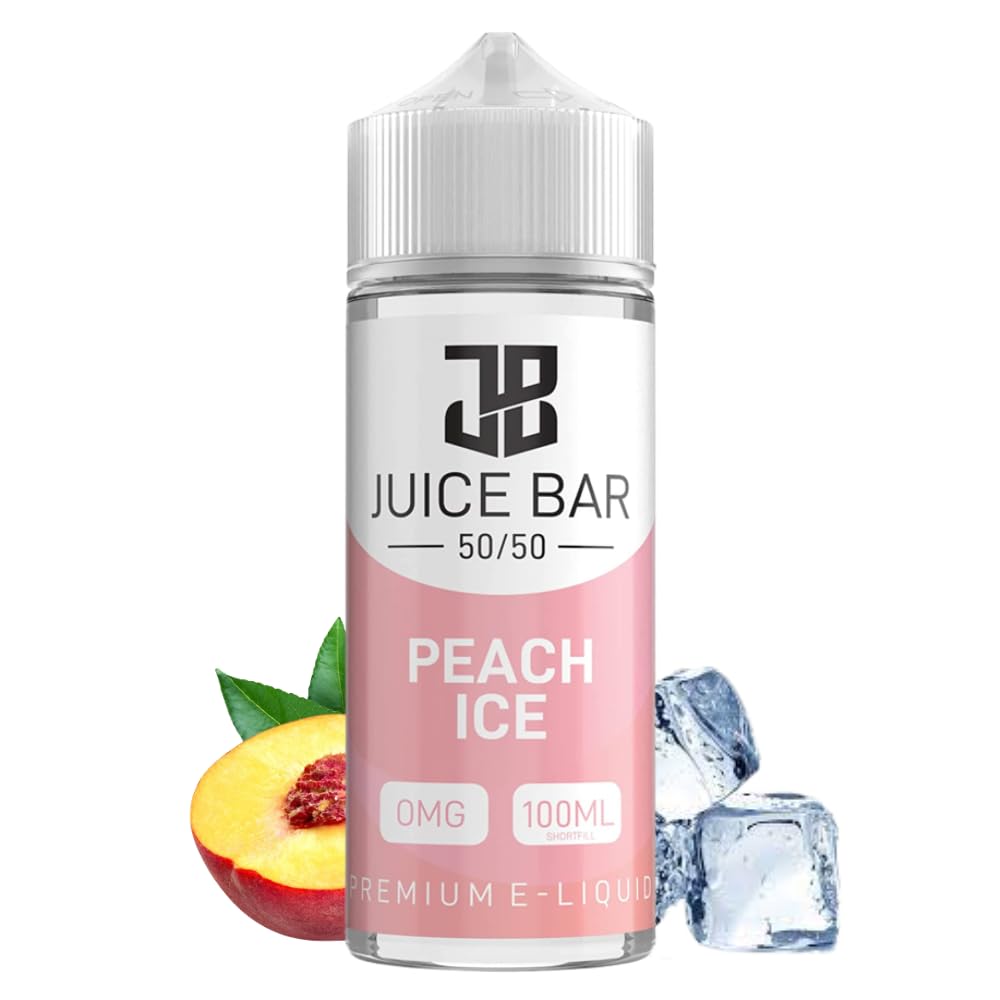 Juice Bar Series vape e liquid 50vg/50pg Disposable Vape, juice, No Nicotine Juice,0mg Fruit thol Ice,E Cigarettes Shortfill Electronic Cigarette Vapes Box Mod Vape(Peach Ice)