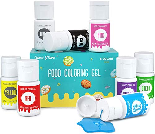 JIM'S STORE Colorante Alimentario en gel 8*12.5ml, Set de Colorante Alta Concentración para Colorear los Bebidas Pasteles Galletas Macaron Fondant