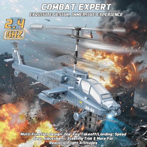 Image of SUPER TOY RC Helicopter 2.4 GHz Remote Controlled Flying Helicopter Toy with LED Lights, One Button Start & Altitude Hold Function Gifts for Kids Boys