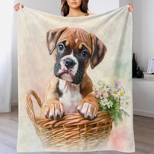 Plaid chiot 3D en microfibre premium de 150x200cm avec finitions aquarelle durables - 4