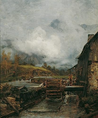 Moulin à eau à Goisern poster toile 50x70 cm tableau paysage Carl Moll