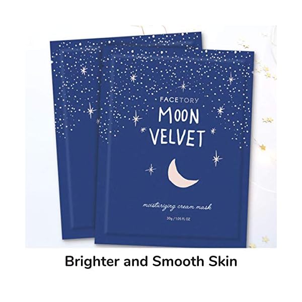 FaceTory-Moon-Velvet-Moisturizing-Cream-with-Jojoba-Oil-Sheet-Mask-Moisturizing-Brightening-and-Anti-Aging-Pack-of-10 FACETORY K Beauty Face Mask Skin Care - MOON VELVET MOISTURIZING Sheet Mask with Sodium Hyaluronate & Shea Butter Cream | Moisturizing Cream Mask (10 Pack)