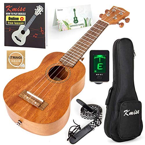 Ukelele soprano de caoba con kit de principiante: funda Gig Bag, afinador, correa, cuerda y manual de instrucciones (idioma español no garantizado)