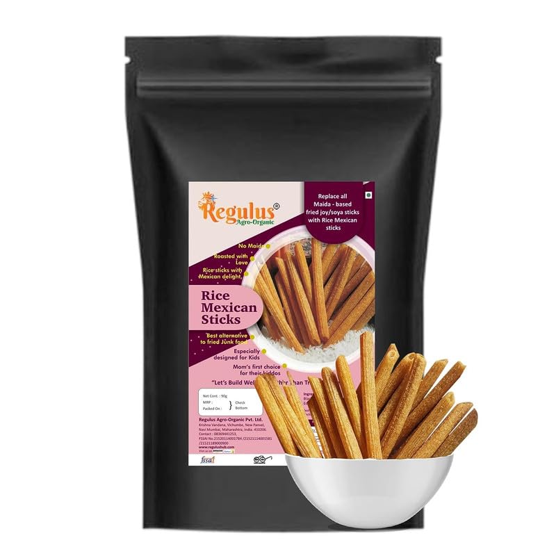 Regulus Agro Organic Combo Snacks | Pack of 6 | Peanut Bomb 90g x 2 | 7 Wonder Millet Mix 90g | Masala Nachos 90g | Rice Mexican Stick 90g | Protein Bujiya 90g