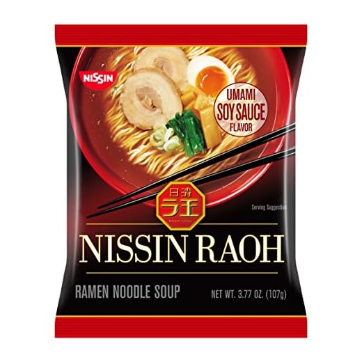 Nissin RAOH Ramen Noodle Soup, Umami Soy Sauce, 107 g, Pack of 10