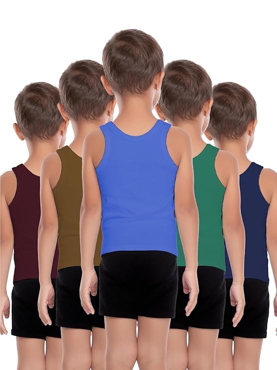 Image of Kid's Colour Vest RN, 100% Cotton Fabric, Kids Multicolored Vest for Boys and Girls, Ganji Banyan for Kid, Childern Sleeveless Baniyan