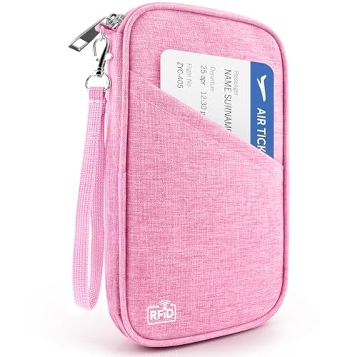 Passport Holder Family RFID Travel Document Organizer for Women Waterproof Passport Wallet Men Portable Case for Cards, Boarding Pass, ID, Money, Tickets with Zipper-image-16